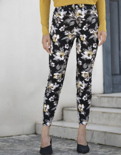 Pantalon imprimé fleur cachemire moutarde