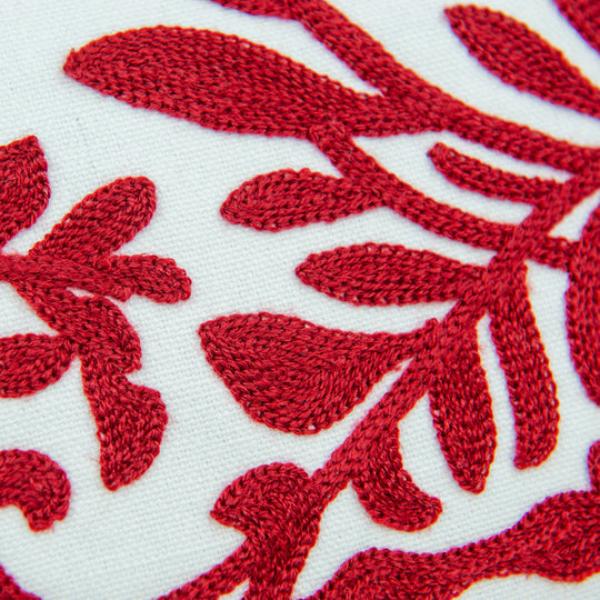 Housse de coussin brodée - Rouge