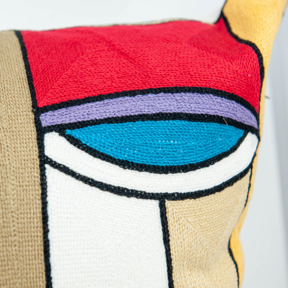 Embroidered Pillow Cover - Face