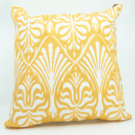 Embroidered Pillow Cover -Yellow