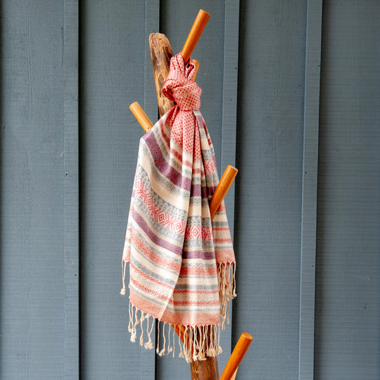 Stripe Pattern Scarf - Red/Blue