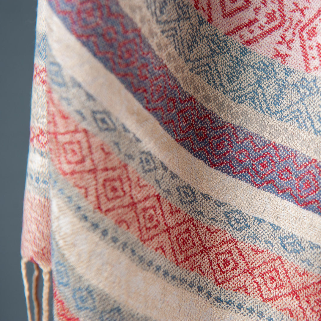 Stripe Pattern Scarf - Red/Blue