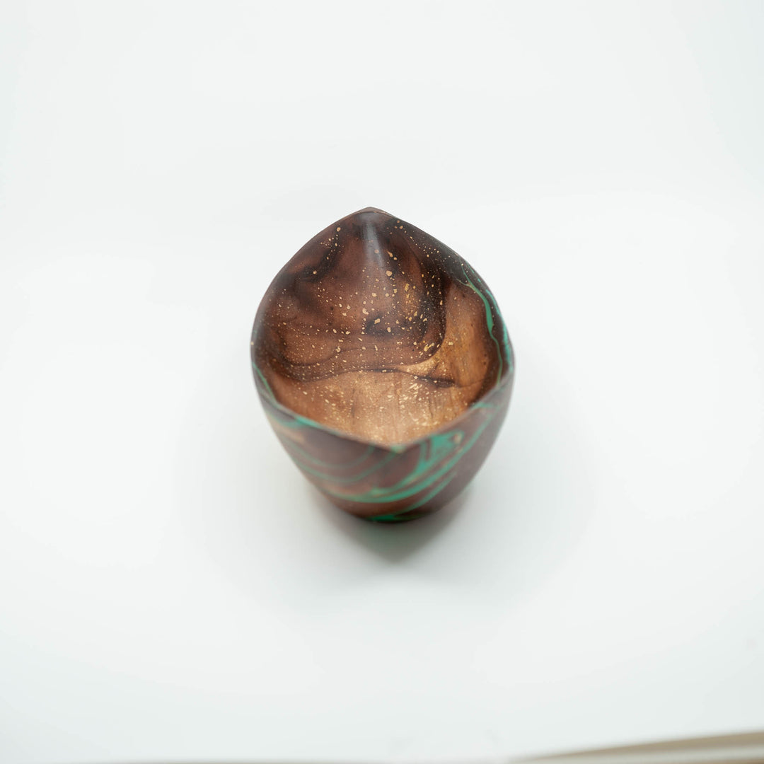 Mango Wood Almond Bowl-12" (Turquoise)