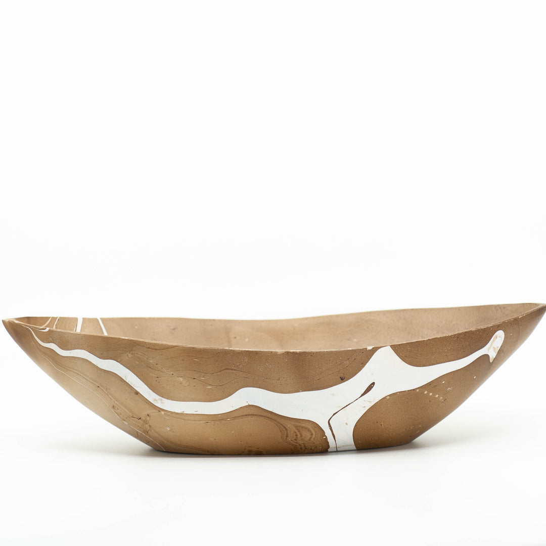 Mango Wood Almond Bowl-12" (Latte)