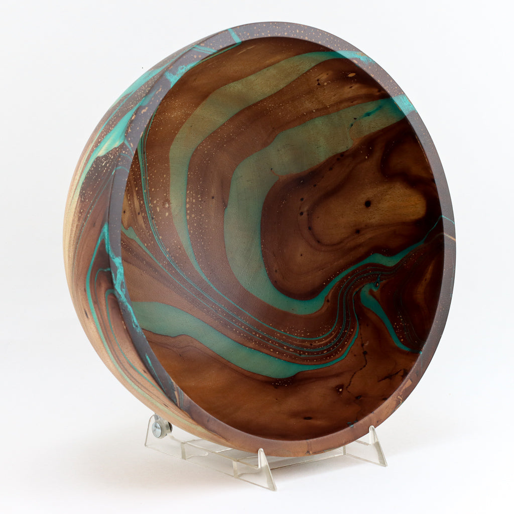 Mango Wood Large Bowl - 10" (Turquoise)