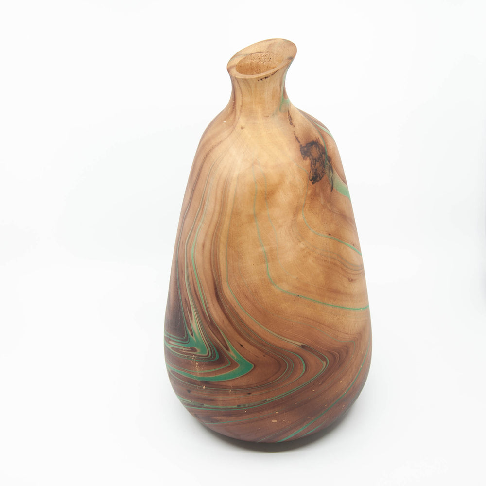 Vase Diffuseur en Bois de Manguier - 14" (Turquoise)