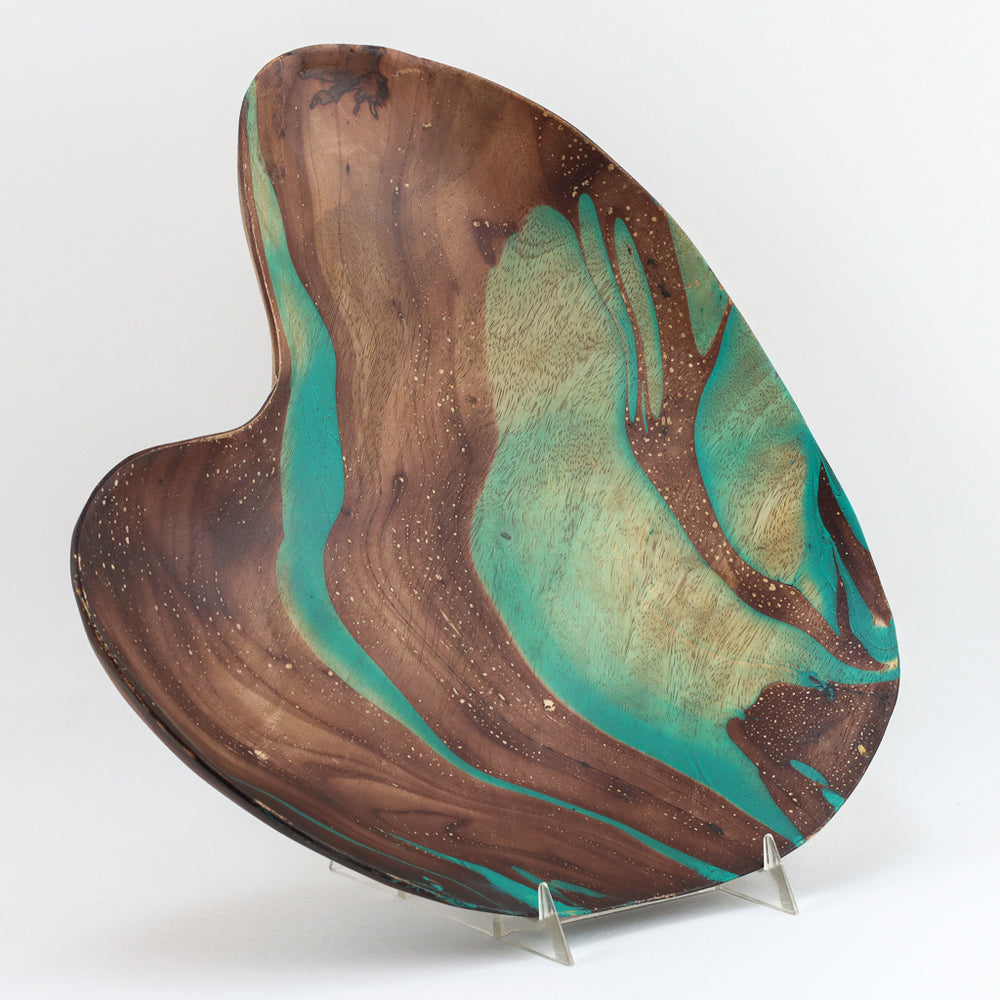 Mango Wood Heart Platter - 12" (Turquoise)