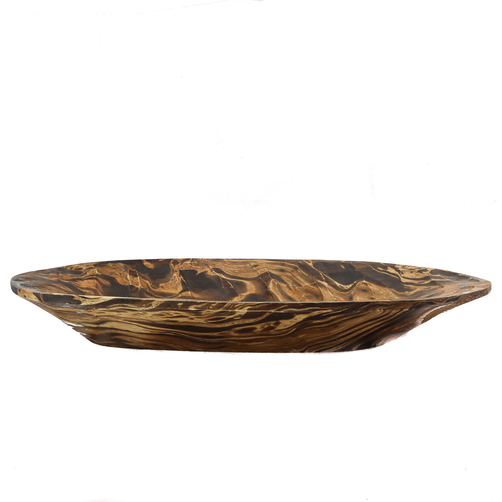 Mango Wood Oblong Leaf Platter - 9" x 20" (Old Wood)