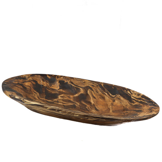 Mango Wood Oblong Leaf Platter - 9" x 20" (Old Wood)