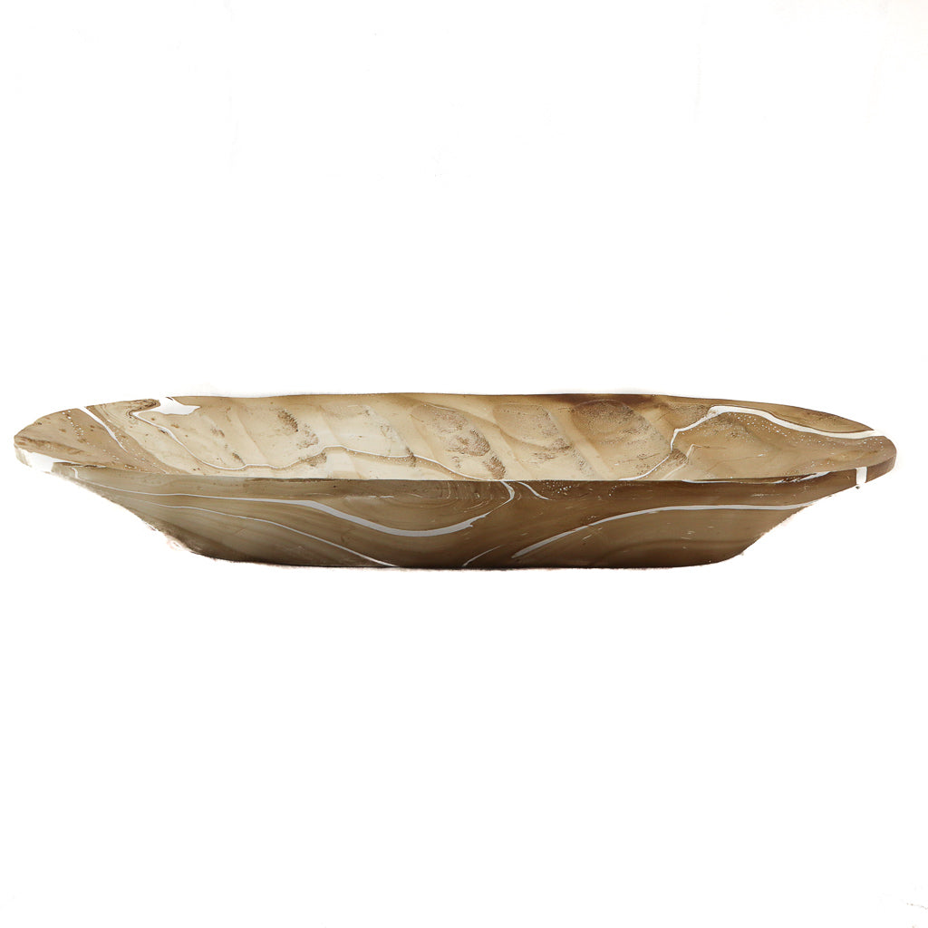 Mango Wood Oblong Leaf Platter - 9" x 20" (Latte)