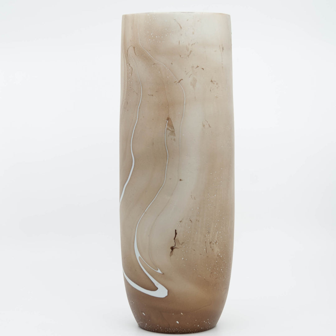 Vase cylindrique lisse en bois de manguier - 14" (Latte)