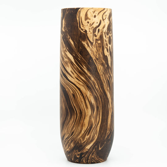 Mango Wood Smooth Cylinder Vase- 14" (Old Wood)