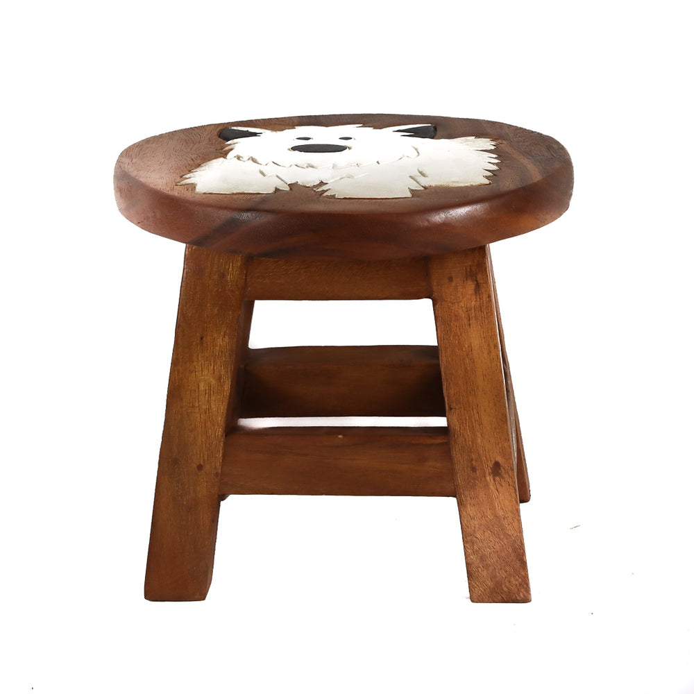 Children's Stool - White Dog