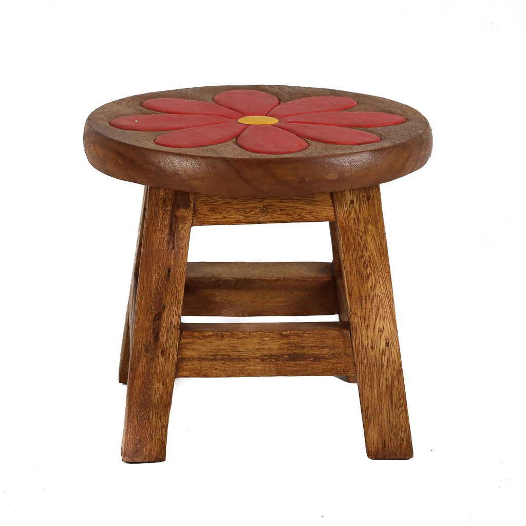 Children's Stool - Red Daisy