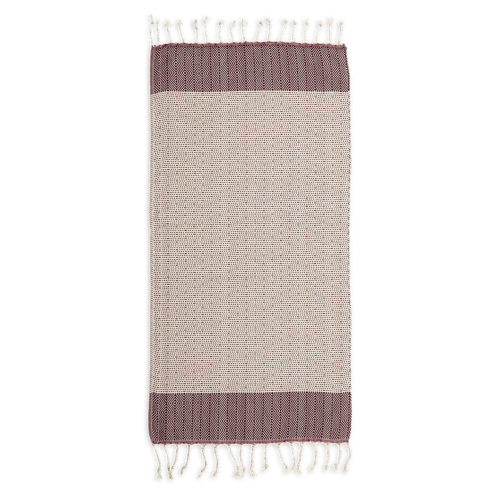 Turkish Hand Towel - Lined Diamond - Maroon