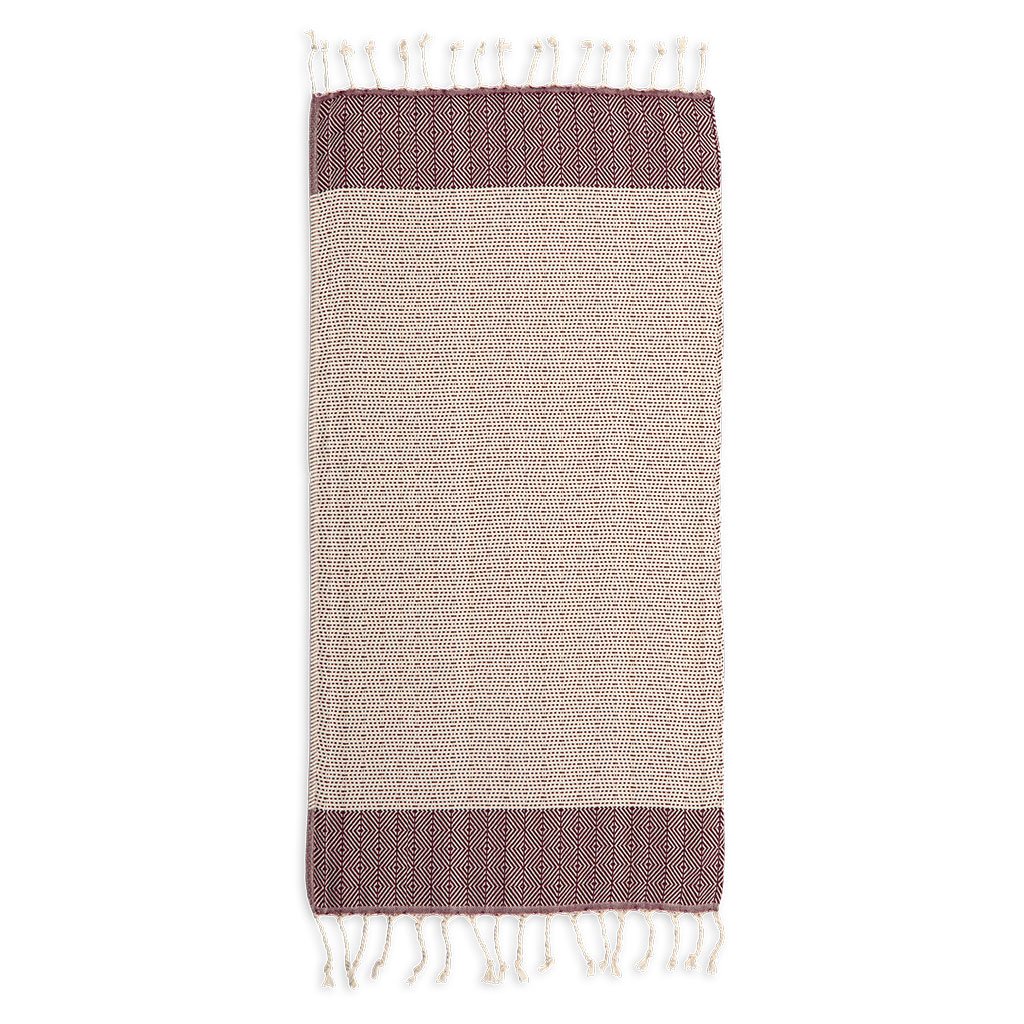 Turkish Hand Towel - Lined Diamond - Maroon