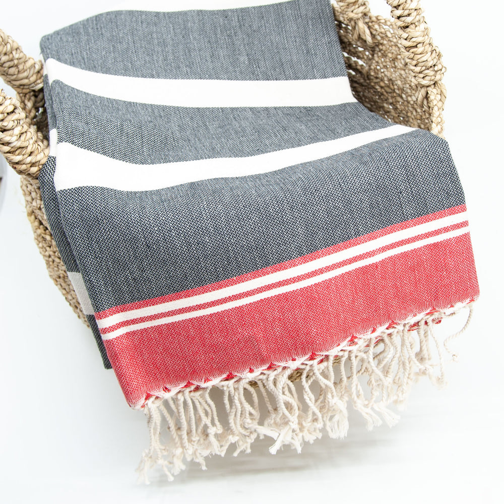 Turkish Towel - Selo - Black/Red