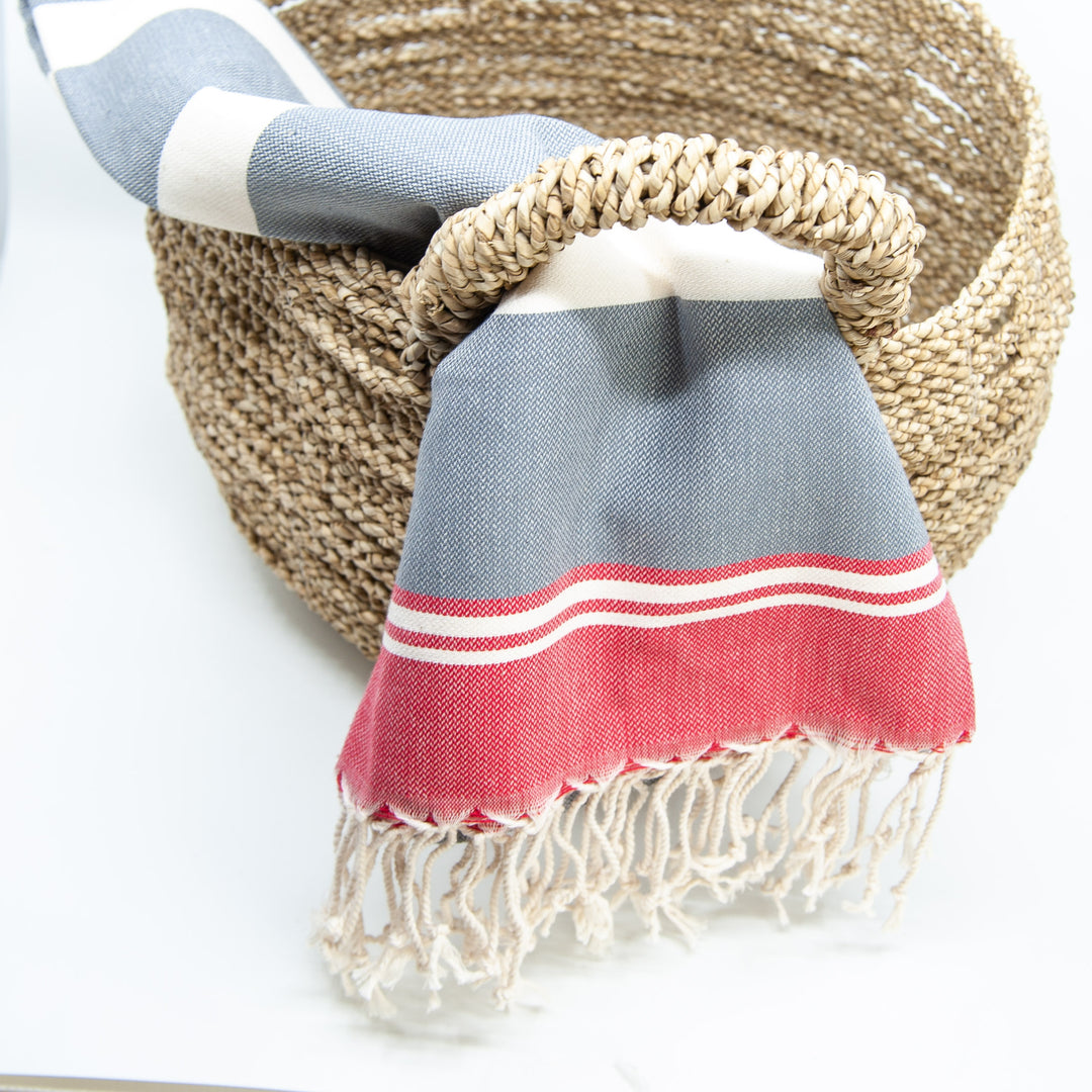 Turkish Towel - Selo - Grey/Red