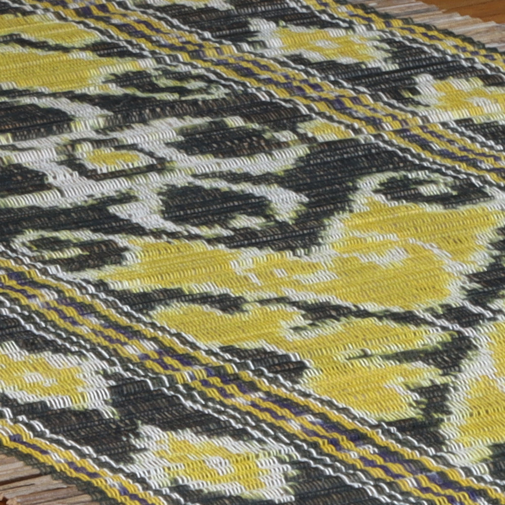 Tissage Ikat sur Chemin de Table en Bambou - Jaune