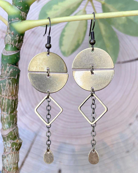 Boucles d'oreilles pleine lune en laiton brut