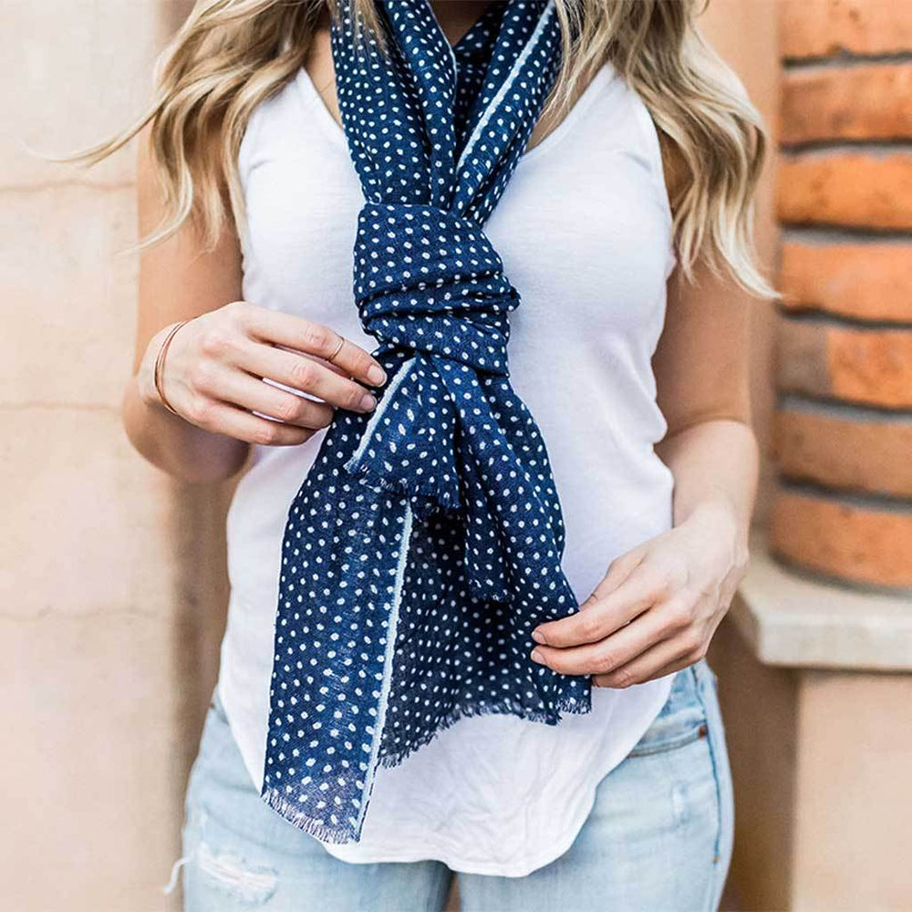 Hand-Loomed Linen Scarf - Polka Dot