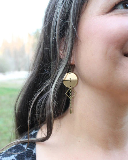 Boucles d'oreilles pleine lune en laiton brut