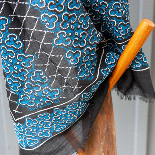 Patterned Scarf - Black/Blue