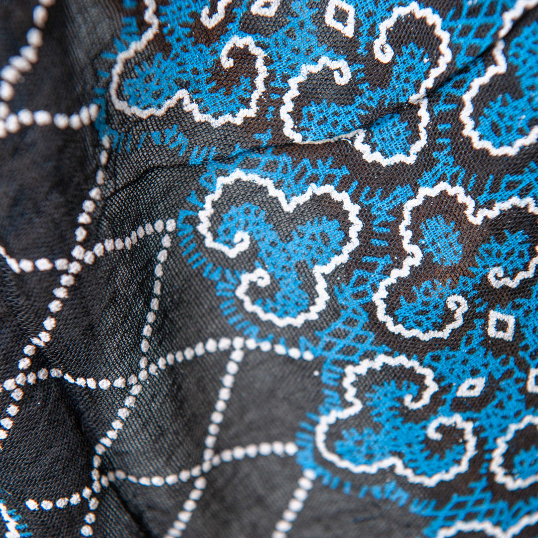 Patterned Scarf - Black/Blue