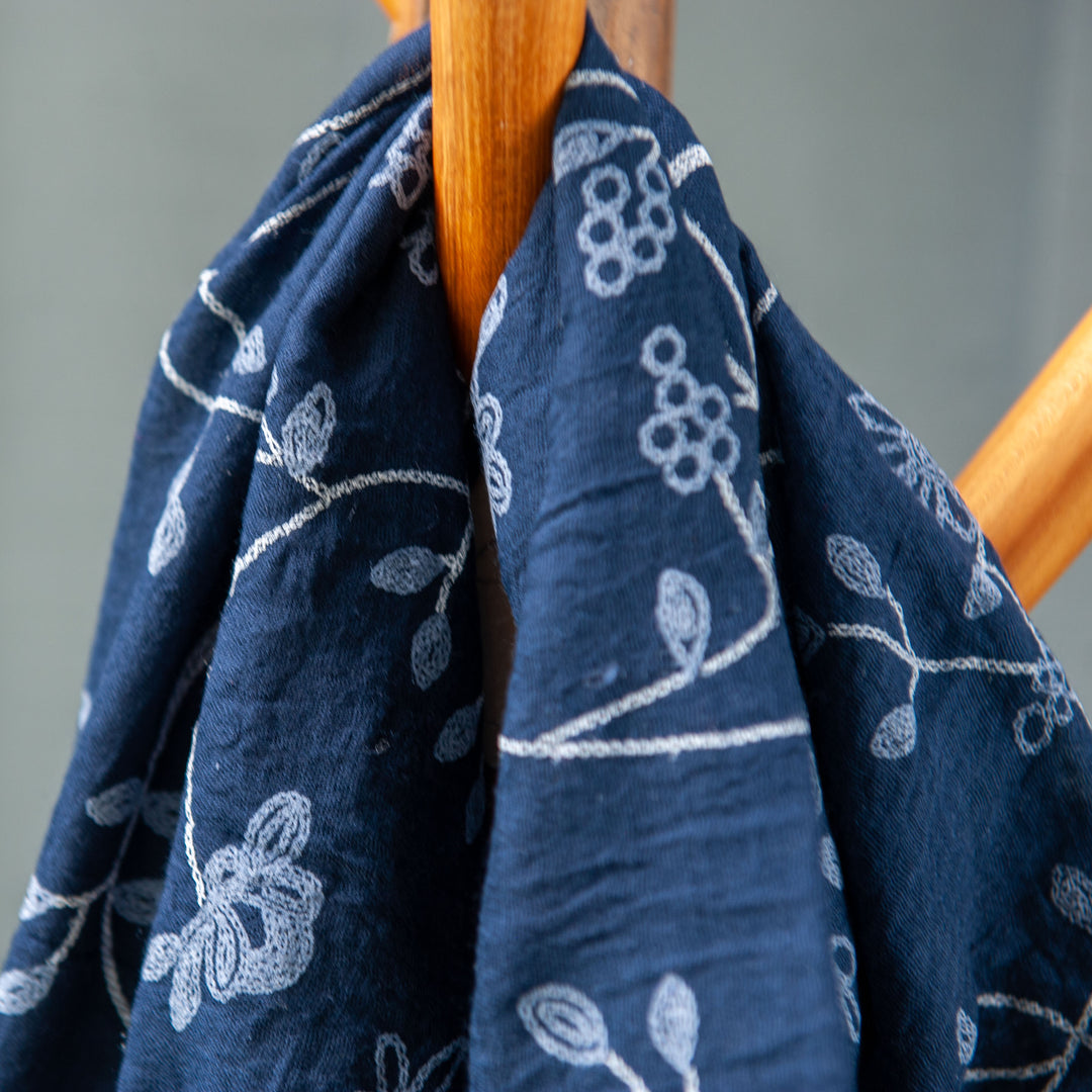 Patterned Scarf - Navy/Blue