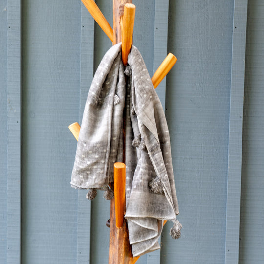 Silver Thread Cotton Scarf - Grey