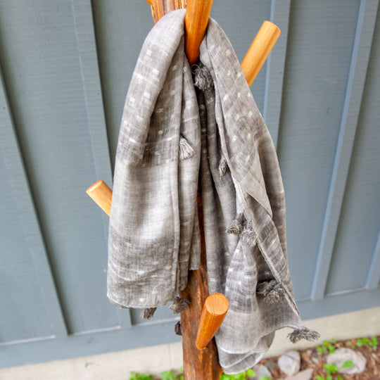 Silver Thread Cotton Scarf - Grey