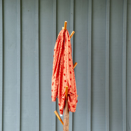 Textured Stitched Scarf - Orange Floral