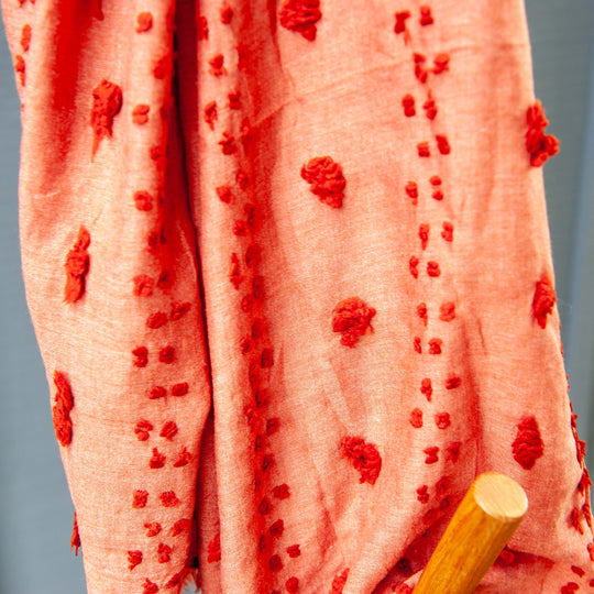 Textured Stitched Scarf - Orange Floral