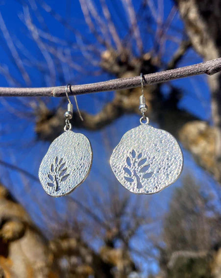 Boucles d'Oreilles Disque Découpé Arbre