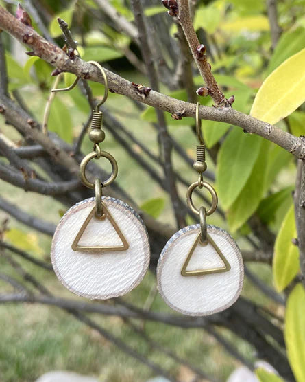 Boucles d'Oreilles Triangle Bois Laiton Brut