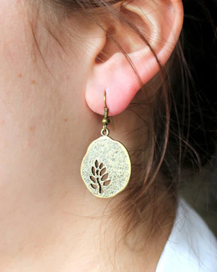 Boucles d'Oreilles Disque Découpé Arbre