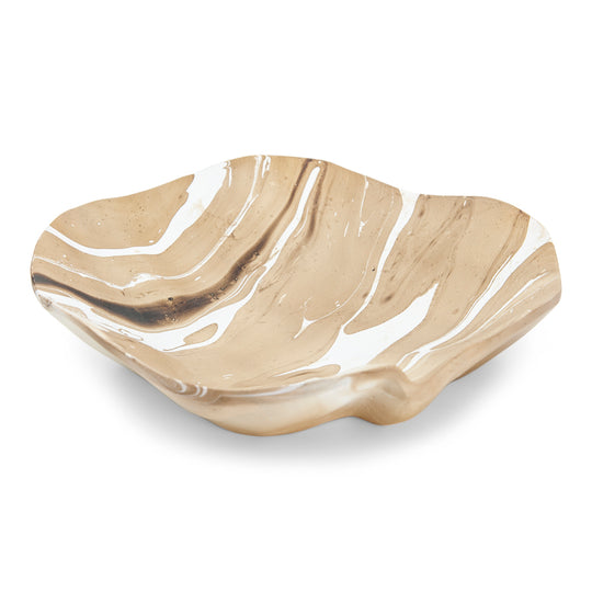 Mango Wood Flower Fruit Bowl - 12" (Latte)