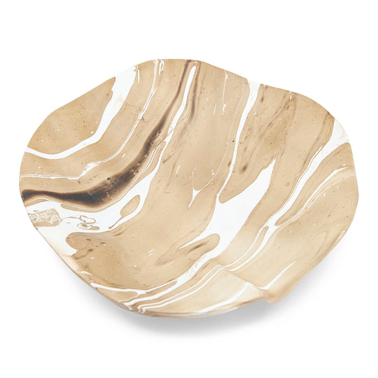 Mango Wood Flower Fruit Bowl - 12" (Latte)