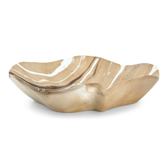 Mango Wood Flower Fruit Bowl - 12" (Latte)